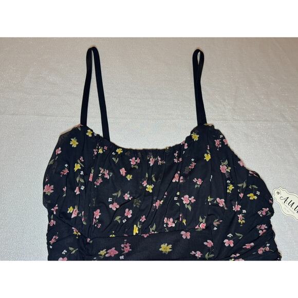 AUW Floral Mini Babydoll Sundress Adjustable Straps Elastic Pullover - 2X - Picture 4 of 8